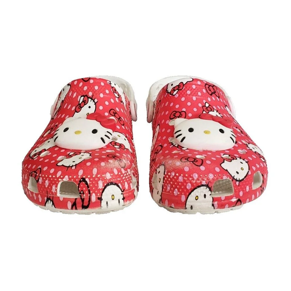 Crocs Hello Kitty Red Classic Clogs Girls Big Kids Size J4